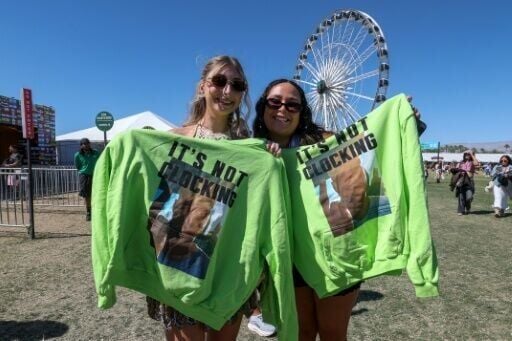 Fans show their Justin Bieber sweaters at Coachella