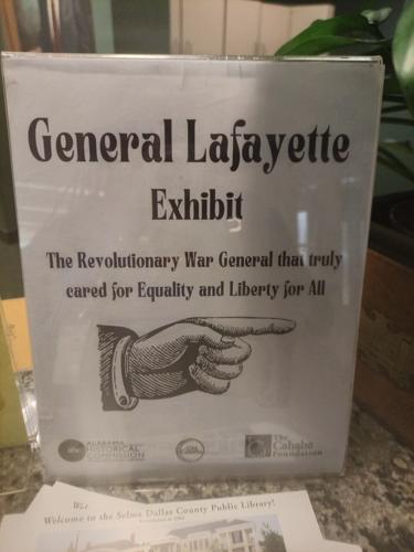 Sign for Lafayette exhibit at Selma-Dallas County Library