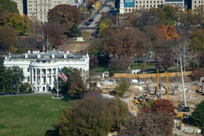 Work crews prepare for the construction of a new ballroom after the demolition of the East Wing of the White House in October 2025.