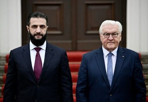 German President Frank-Walter Steinmeier welcomed Syrian President Ahmed al-Sharaa in Berlin