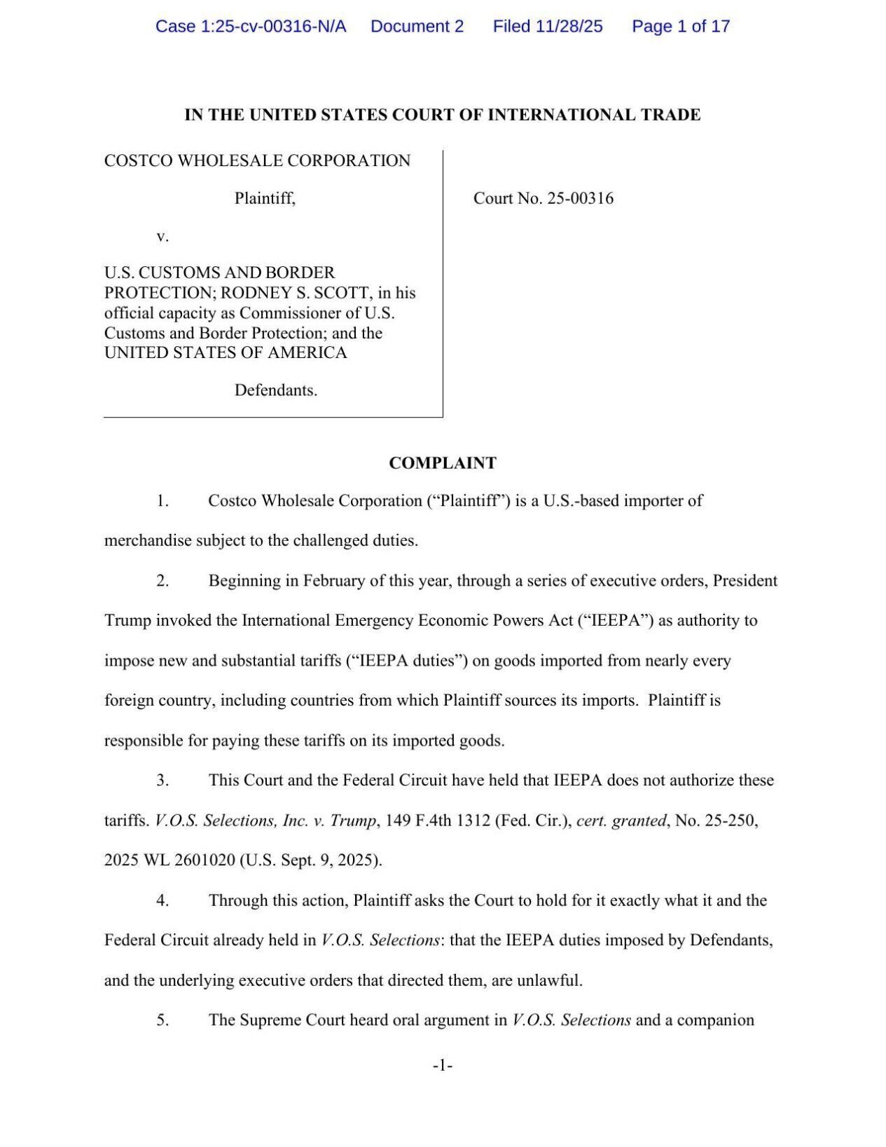 Costco complaint 11-28-25
