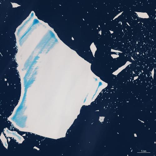 Rare cloud-free image shows former world’s biggest iceberg nearing disintegration