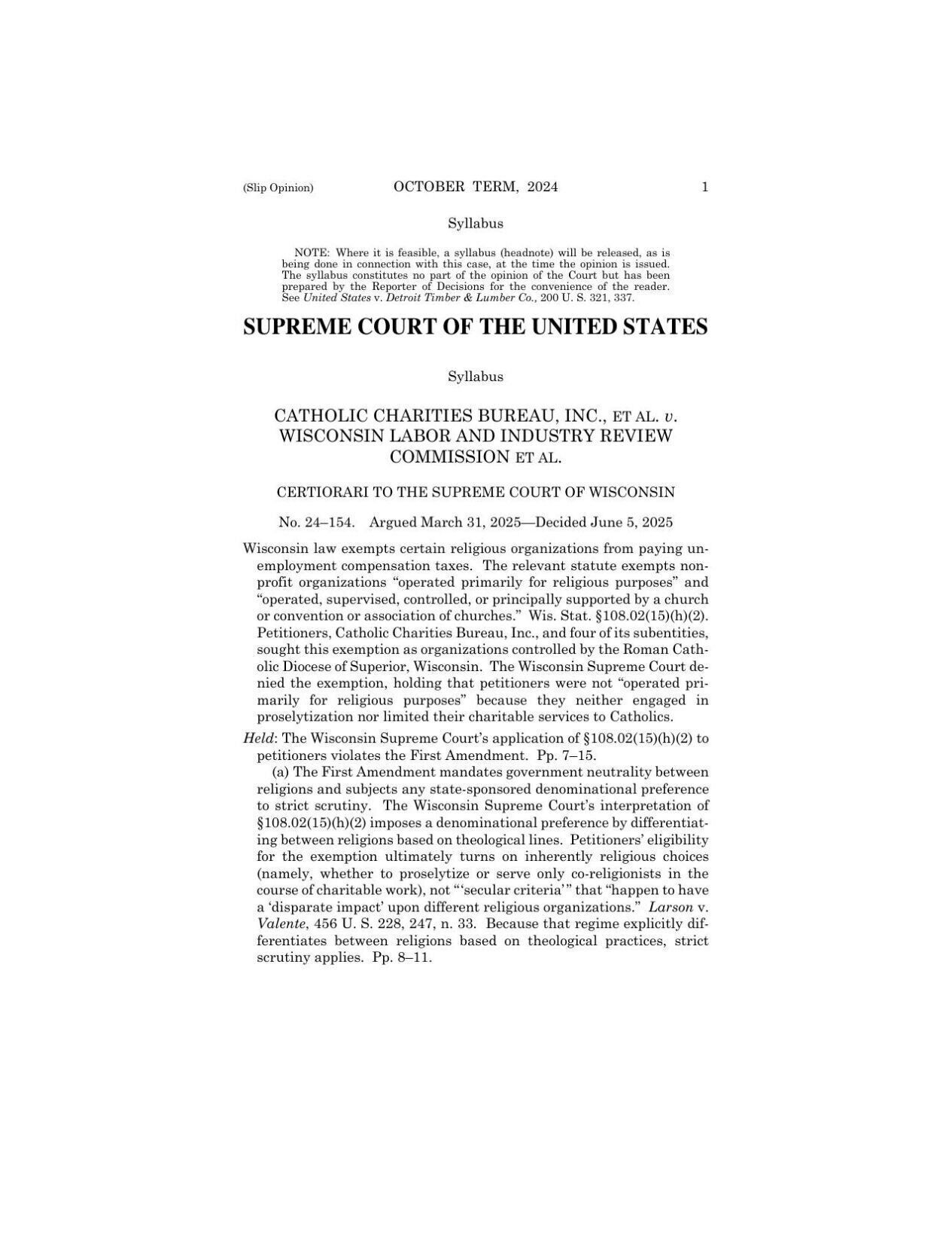 Supreme Court upholds religious tax exemption in Wisconsin case