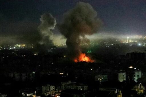 Smoke rises from the site of an Israeli airstrike that targeted an area in Beirut's southern suburbs on March 11, 2026