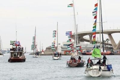 The flotilla set sail in recent weeks from Marseille in France, Barcelona in Spain and Syracuse in Italy