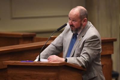 Sen. Chris Elliott, R-Josephine, speaks on the floor of the Alabama Senate on May 6, 2024 at the Alabama Statehouse in Montgomery, Alabama. (Brian Lyman/Alabama Reflector)
