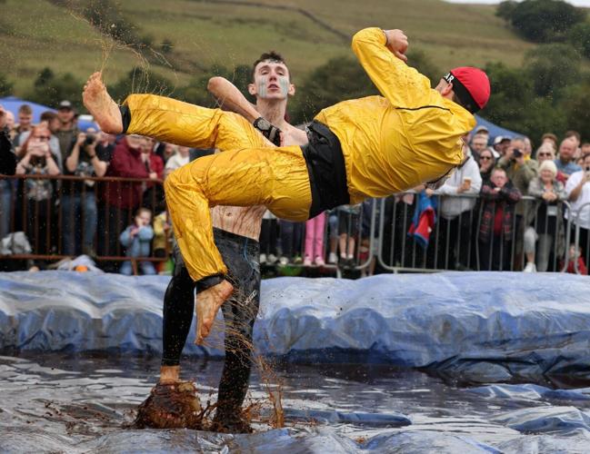 Fighters compete at the World Gravy Wrestling Championships