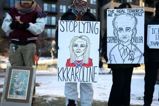 Protesters in Minneapolis take aim at Trump administration officials, including Karoline Leavitt and Stephen Miller