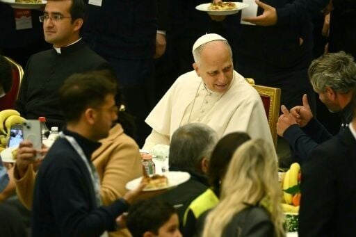 Pope Leo lunched with more than 1,300 homeless and disadvantaged people, disabled people and refugees
