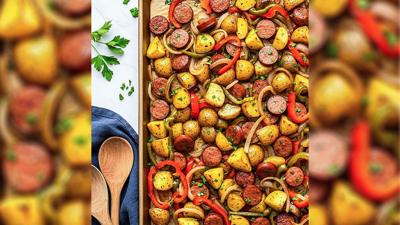 Sheet Pan Sausage, Onions and Peppers