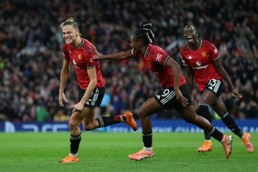 Fridolina Rolfo after heading in the winner at Old Trafford