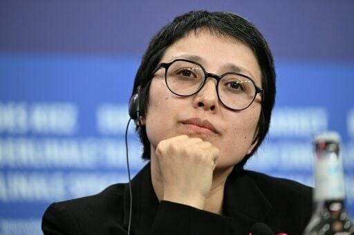 Afghan filmmaker Shahrbanoo Sadat during a press conference for 'No Good Men', which opened the Berlin film festival