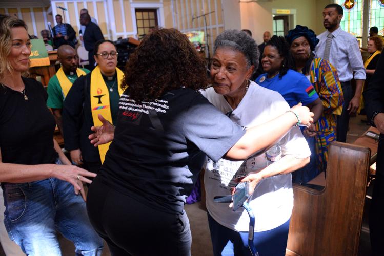Hugging at Tabernacle