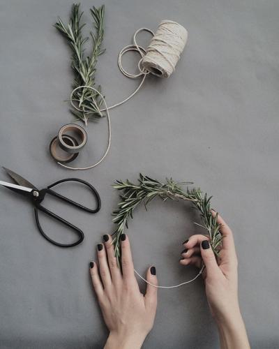 Holiday decorating with backyard greenery