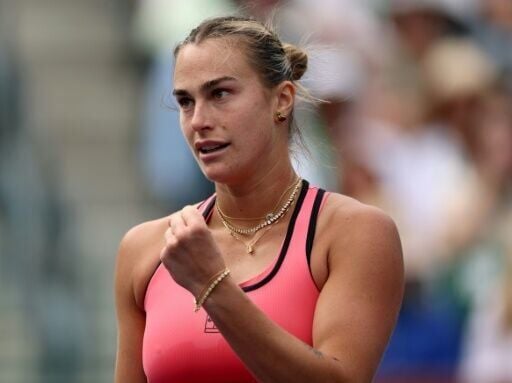 Dominant win: World number one Aryna Sabalenka of Belarus on the way to a second-round victory over Japan's Himeno Sakatsume at Indian Wells
