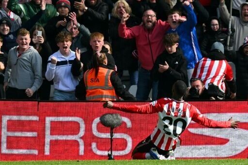 Sunderland's Nordi Mukiele celebrates his goal against Tottenham