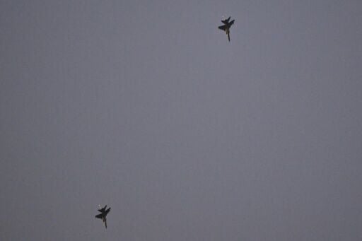 A pair of Chinese JH-7A fighter-bomber aircraft flew over the Taiwan Strait on Monday