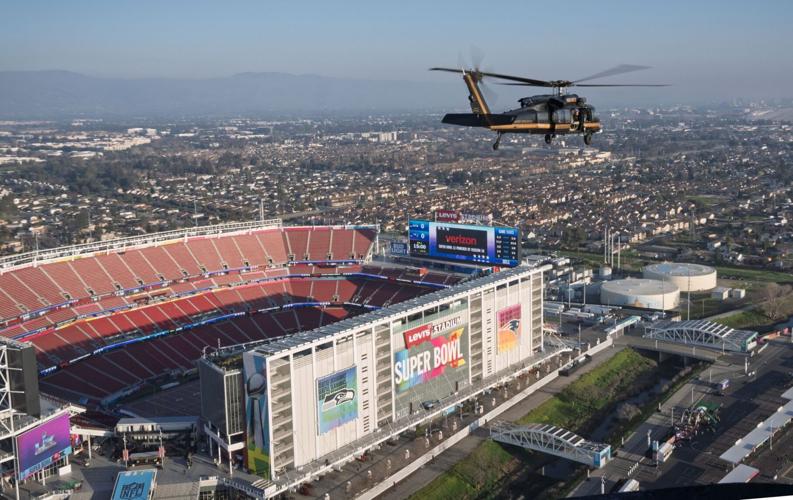 Black Hawk helicopters ramp up security ahead of Super Bowl Sunday