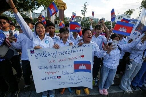 People rally for peace in Phnom Penh, Cambodia