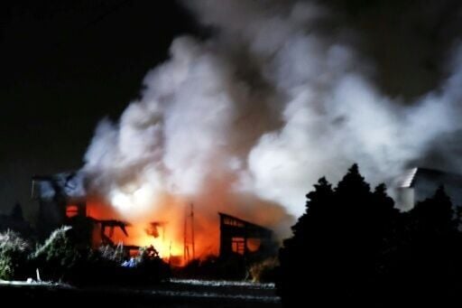 The scene of a fire that broke out after an earthquake in Aomori City, Japan