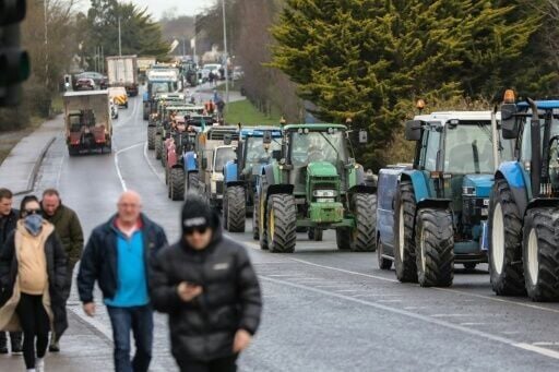 Tractors streamed into the roads of Athlone, in central Ireland, for the demonstration against the EU-Mercosur trade deal