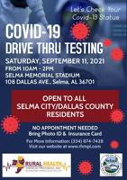 COVID drive thru testing to be held at Selma Memorial Stadium