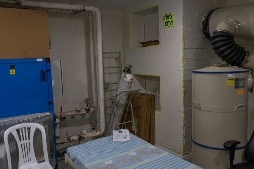 Equipment inside the bomb shelter at the Shalvata Mental Health Centre
