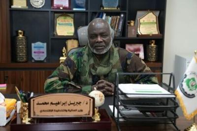 Sudan's Finance Minister Gibril Ibrahim speaks with AFP during an interview in Port Sudan