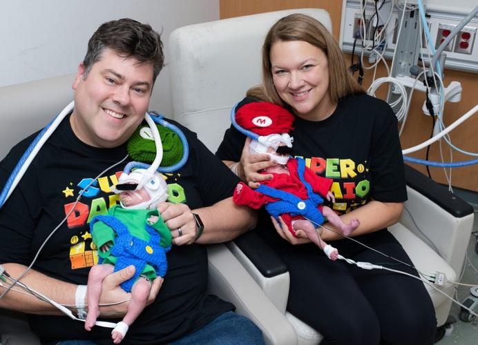 Babies in NICU don spooky outfits for Halloween