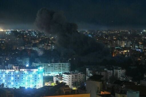 Smoke rises from the site of an Israeli airstrike that targeted Beirut's southern Al-Jamous neighbourhood