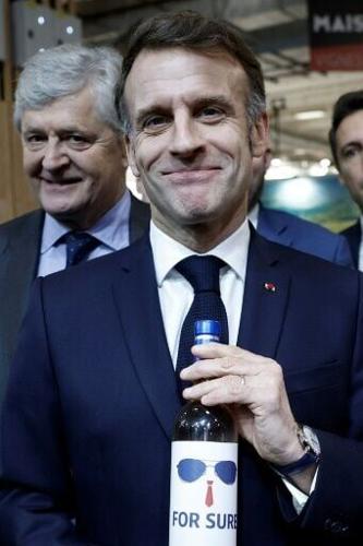 Macron was touring a major wine expo in Paris