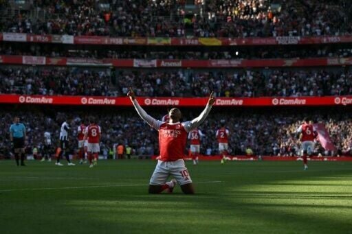 Arsenal's Eberechi Eze celebrates his goal against Newcastle, which took the Gunners back to the top of the Premier League