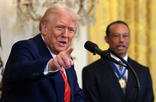 US President Donald Trump, seen here with Tiger Woods at a White House ceremony last year, expressed sympathy for the golfer following his latest car crash