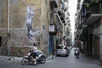 A mural by Argentine artist Spiga depicts Maradona's "Hand of God" goal in Naples.