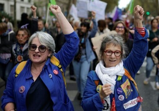 Women protesting to defend the right to abortion in Paris last year