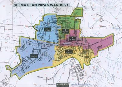 Five district map in Selma