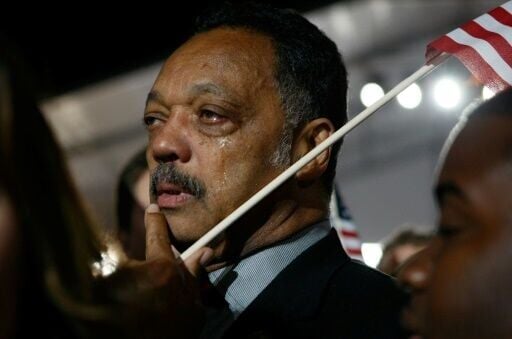 Jesse Jackson openly wept in the crowd massed in Chicago when Barack Obama was elected US president in 2008