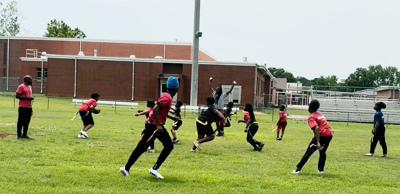 NFL youth flag football team playing