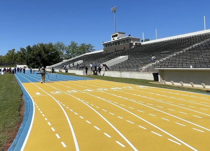 Close up of Memorial Stadium Shug Jordan Track