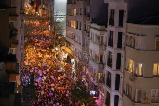 Thousands packed the streets of the Cihangir district, chanting, whistling and waving banners