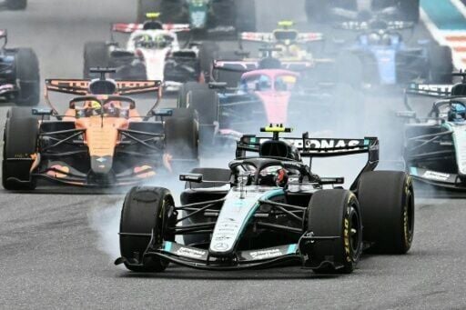 Kimi Antonelli was passed on the inside by Charles Leclerc as Max Verstappen hit a curb and spun, in a chaotic start in Miami