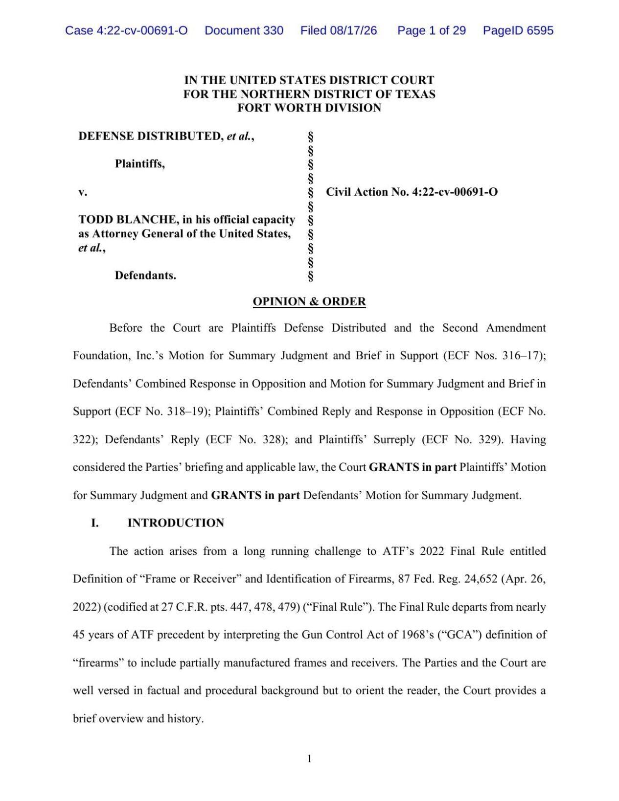 DEFENSE DISTRIBUTED, et al., v. Blanche