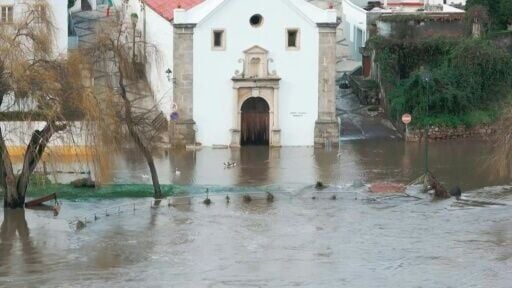 Flooded city of Santarem in Portugal