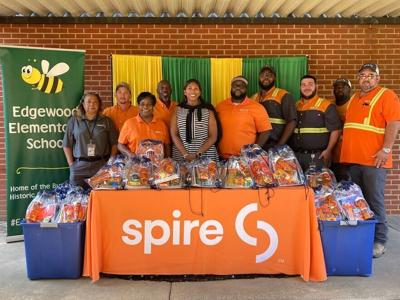 Spire gives school supplies to scholars at Edgewood Elementary School
