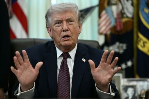US President Donald Trump speaking to journalists in the Oval Office on Tuesday
