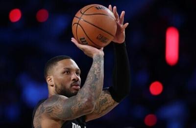 Portland's Damian Lillard, out all season with a torn Achilles tendon, matched a record with a third career NBA Three-Point Contest title