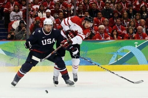 Rick Nash playing in the gold medal game against the United States in Vancouver 2010