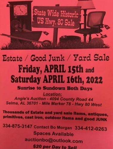 Historic Highway 80 Sale set for April 15-16