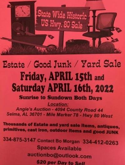 Historic Highway 80 Sale set for April 15-16