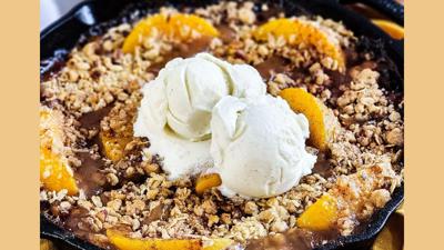 Pecan Bourbon Peach Crisp